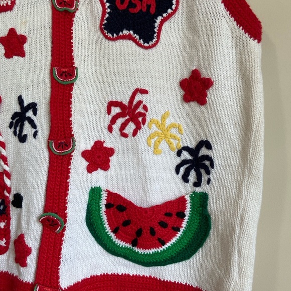 Eagle's Eye Festive Watermelon Knit Vest Vintage 4th of July - Picture 6 of 10